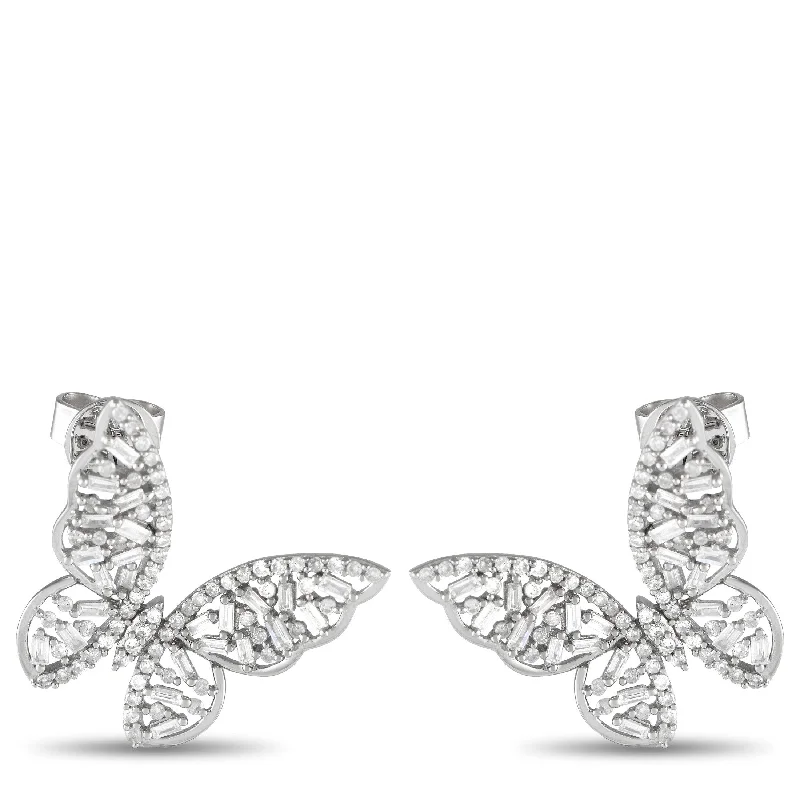 Drop Earrings for Bridesmaids Look -White Gold 1.0ct Diamond Butterfly Earrings ER28227