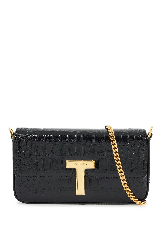 Handle bags with playful patterns for fun -Tom Ford Women's Mini Crossbody Bag In  Calf Leather With Crocodile Effect