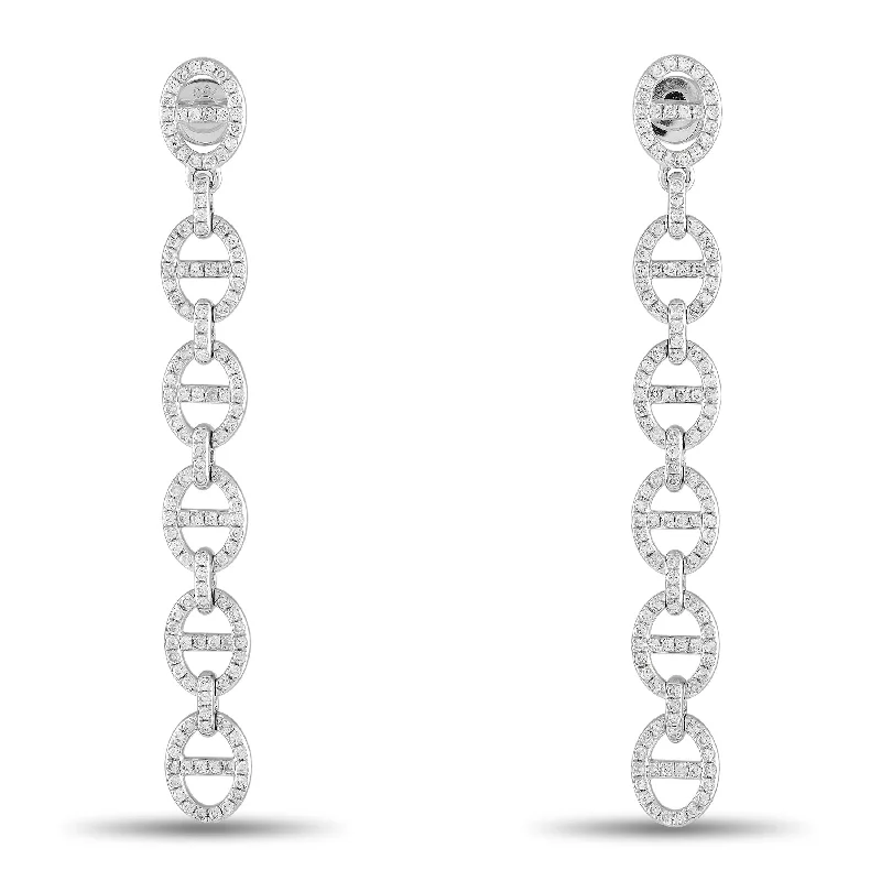 Drop Earrings with Chevron Designs -White Gold 2.35ct Diamond Dangle Earrings AER-17863