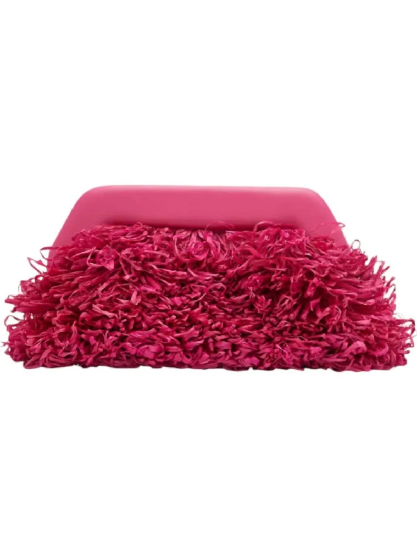 Handle bags with soft velvet for luxury -Women's Bios Curly Clutch Bag In Strawberry