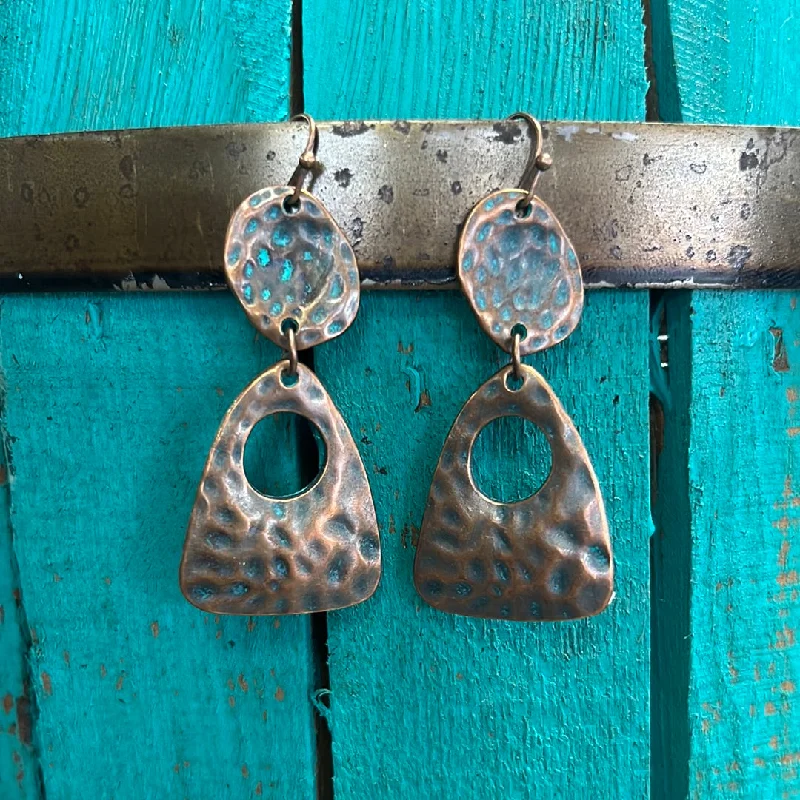 Drop Earrings with Debossed Designs -The Bronze Babe Earrings