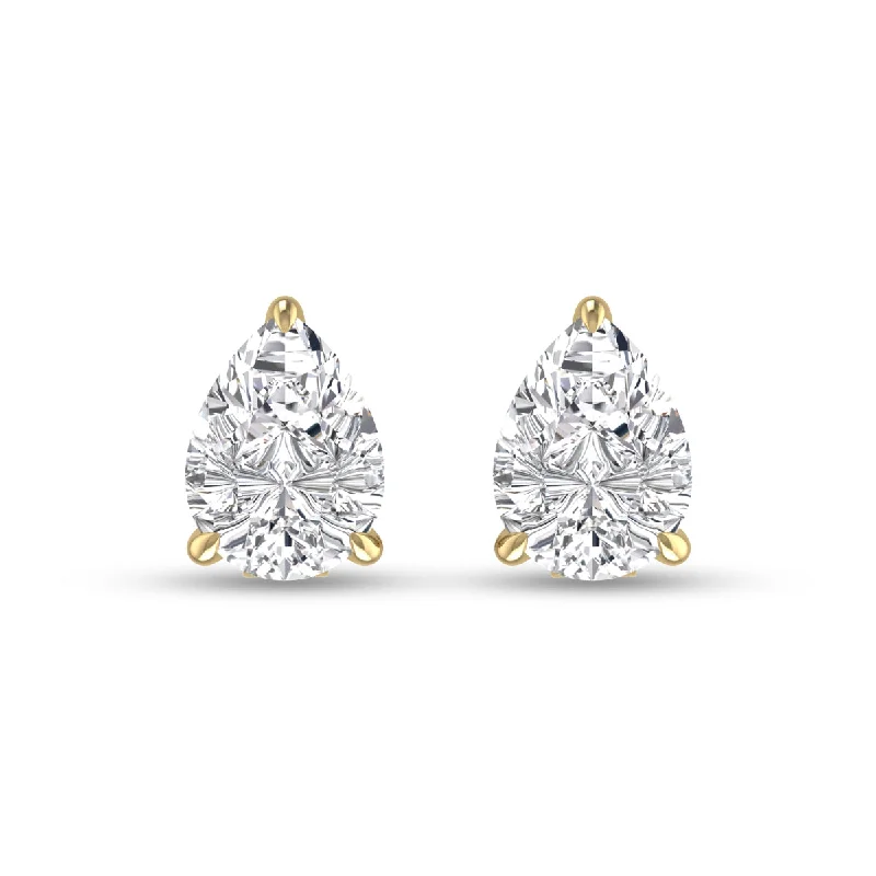 Small Drop Earrings for Delicate -Lab Grown 1/2 Carat Pear Shaped Solitaire Diamond Earrings In 14K Yellow Gold