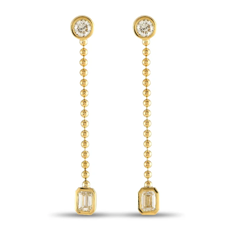 Diamond Drop Earrings for Luxury -Yellow Gold 1.40ct Diamond Dangle Earrings AER-19572-Y