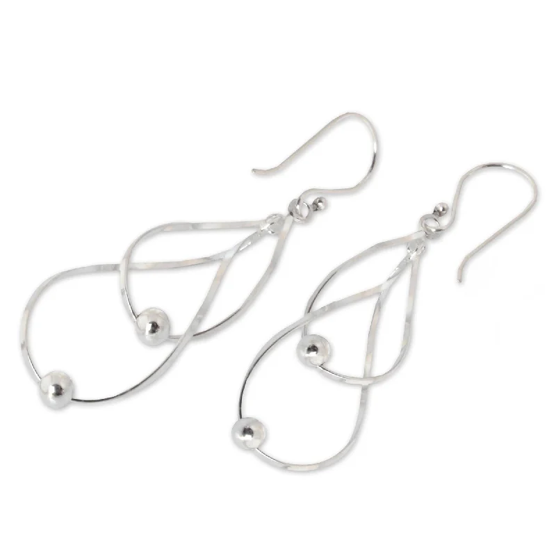 Silver Drop Earrings for Men -Handmade Sterling Silver Fabulous White Dangling Style Earrings (Thailand) - Sterling Silver