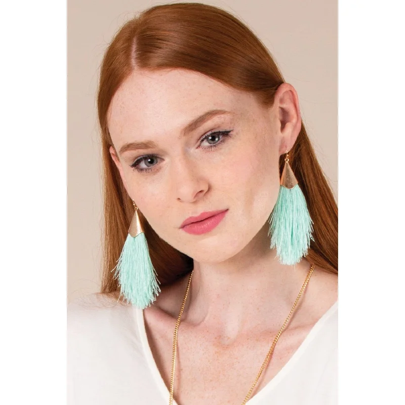 Drop Earrings with Polished Shine -Simply Noelle Feather in Your Cap Earrings - Carribean