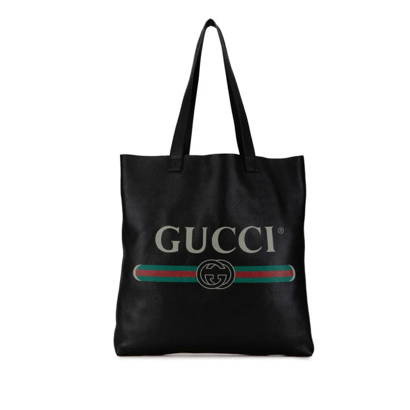 Handle bags with bold logos for branding -Gucci  Leather Tote Bag (Pre-Owned)