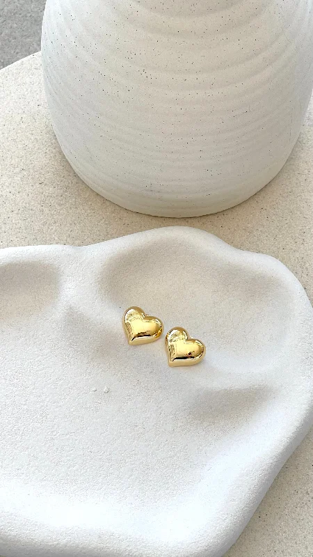 Drop Earrings for Anniversary -Neve Heart Earrings - Gold