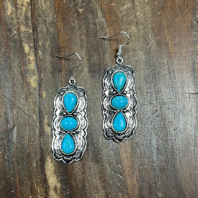 Drop Earrings for Mother's Day -The Tripe Stack Turquoise Earrings