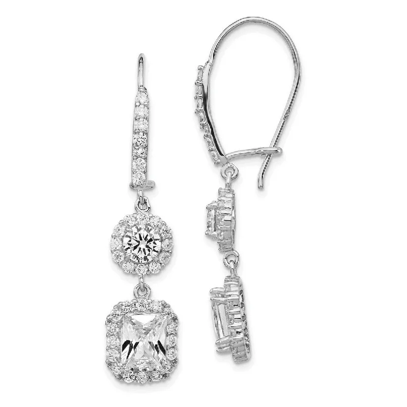 Adjustable Drop Earrings for Custom Fit -Curata 925 Sterling Silver Dangle Kidney wire CZ Cubic Zirconia French Wire Earrings - 40x10mm Wide