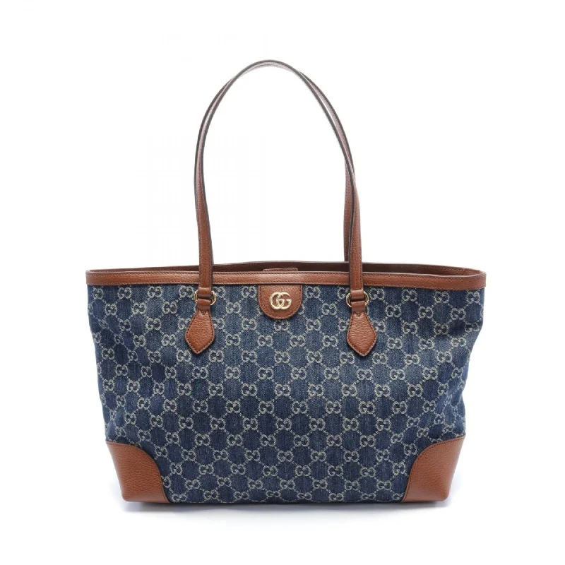 Handle bags with bohemian tassel embellishments -Gucci  Navy blue Leather Tote Bag (Pre-Owned)