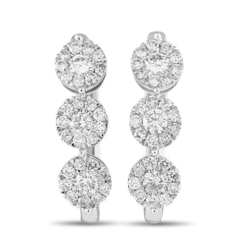 Drop Earrings for Gym Workout -White Gold 1.0ct Diamond Earrings ER28523