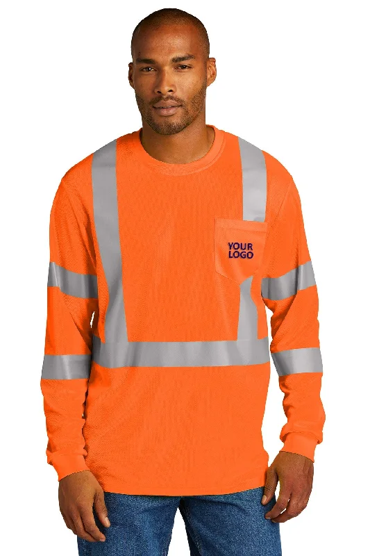 Anti-theft backpack with hidden zipper security -CornerStone ANSI 107 Class 3 Mesh Long Sleeve Custom Tee's, Safety Orange