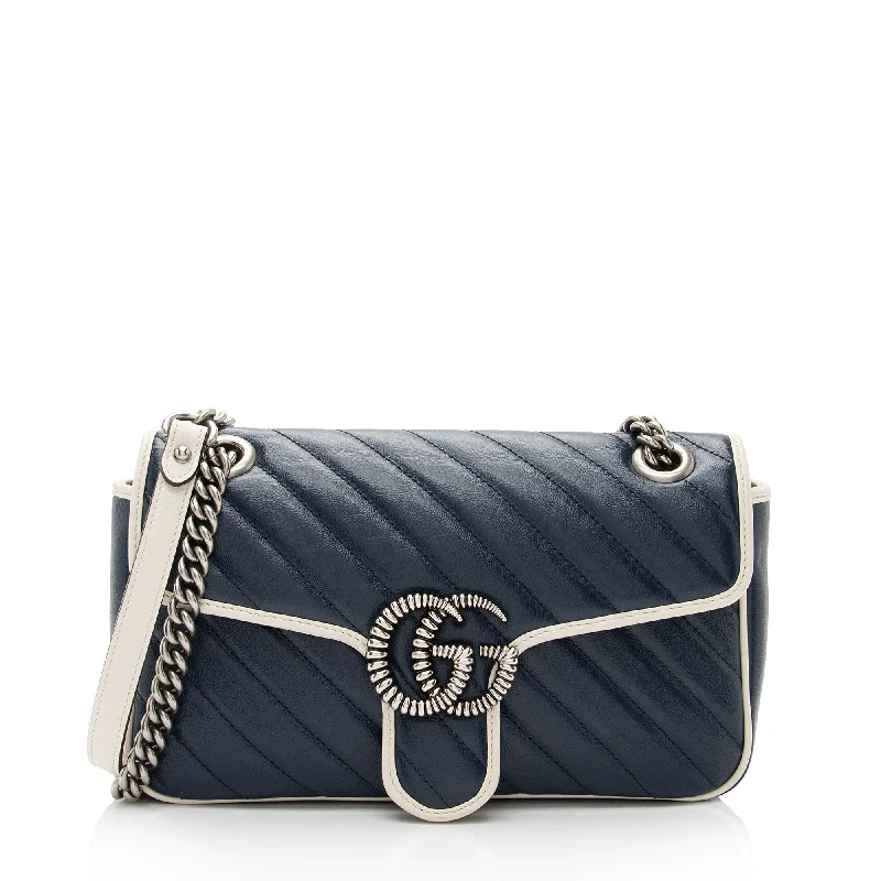 Handle bags with sleek hardware for sophistication -Gucci Matelasse Leather Torchon GG Marmont Small Flap Bag