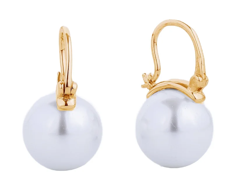 Floral Drop Earrings with Petals -SJE310508 14K Pearl Pin Catch Earrings