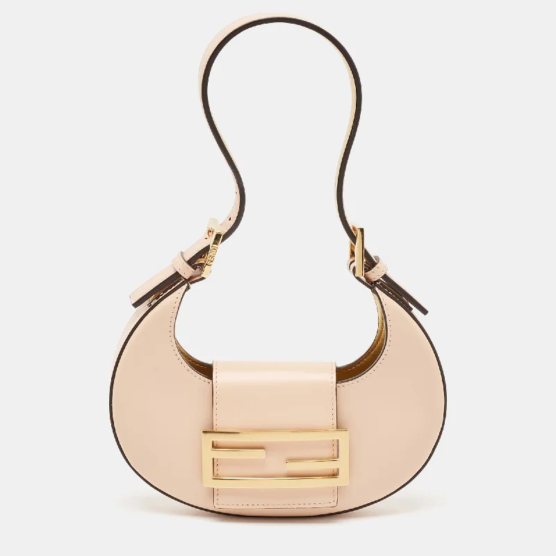 Handle bags with seasonal prints for holidays -Fendi Peach Leather Mini Cookie Hobo