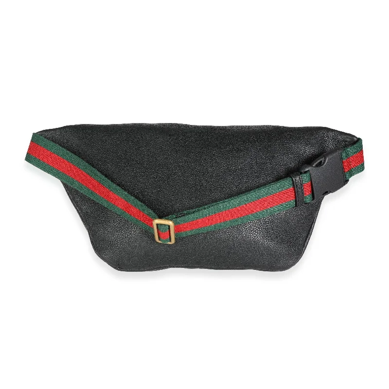 Handle bags with laptop sleeves for work -Gucci Black Grained Calfskin Logo Print Web Belt Bag