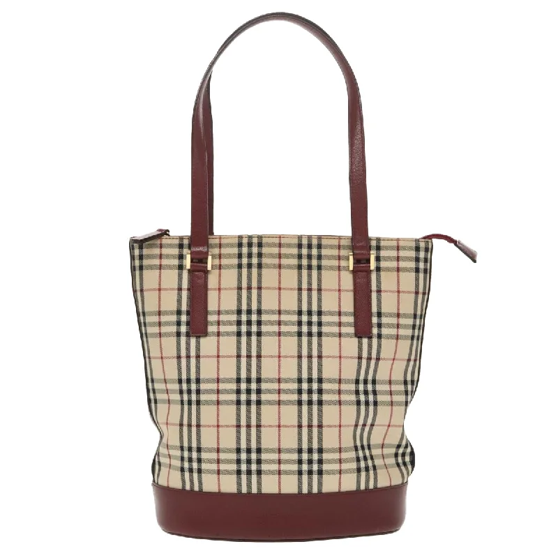 Vegan leather handle bags for eco-friendly chic -Burberry Nova Check  Canvas Tote Bag (Pre-Owned)