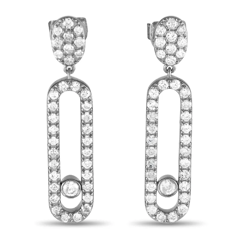 Drop Earrings with Enamel Coating -White Gold 1.16ct Diamond Earrings ER28316-W