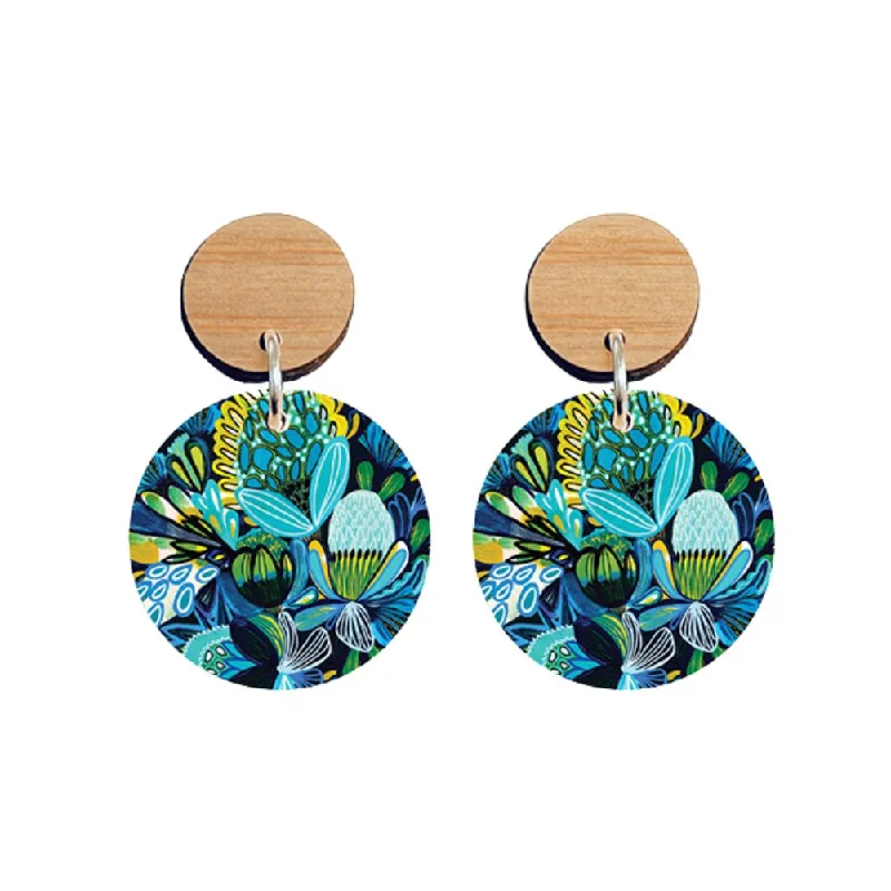 Drop Earrings with Debossed Designs -Aero Designer Earrings - Azure Natives