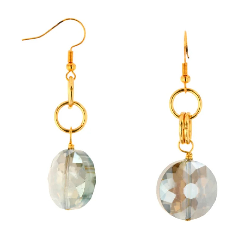 Lightweight Drop Earrings for All Day -Gold Tone Iridescent Crystal Dangle Earrings