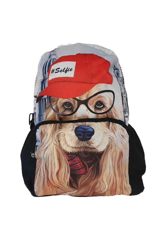 Reflective backpack for safe nighttime jogging -Ridge 53 Dog Selfie Backpack, Red