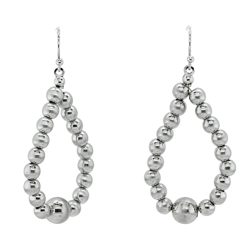 Geometric Drop Earrings for Trend -Silver Tone Ball Bead Dangle Earrings