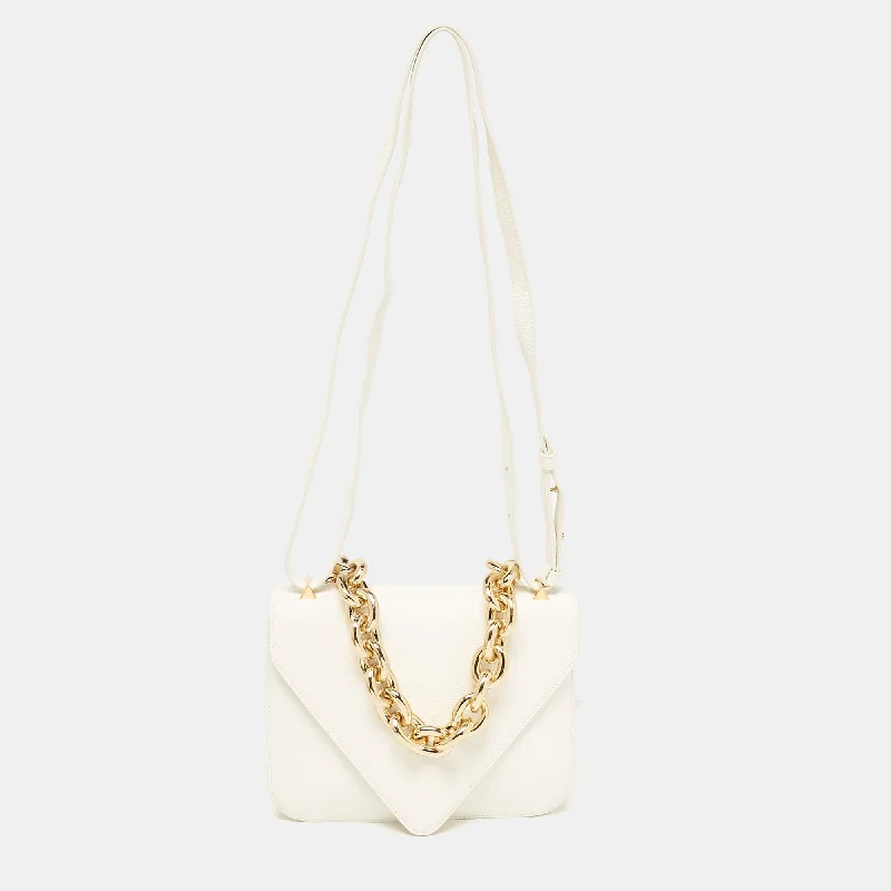 Handle bags with tie-dye patterns for fun -Bottega Veneta White Leather Mount Envelope Top Handle Bag