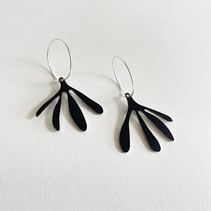 Geometric Drop Earrings for Trend -Black Aluminium Arame Earrings by Tom Pigeon