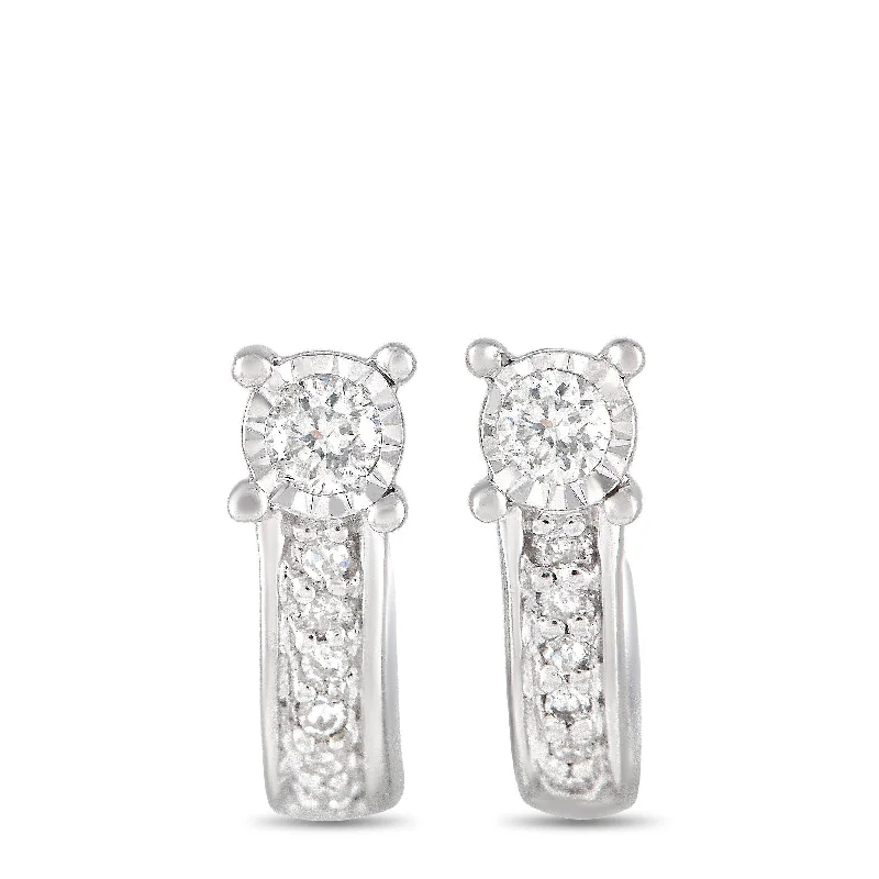 Drop Earrings with Symbolic Elements -White Gold 0.10ct Diamond Earrings ER28554