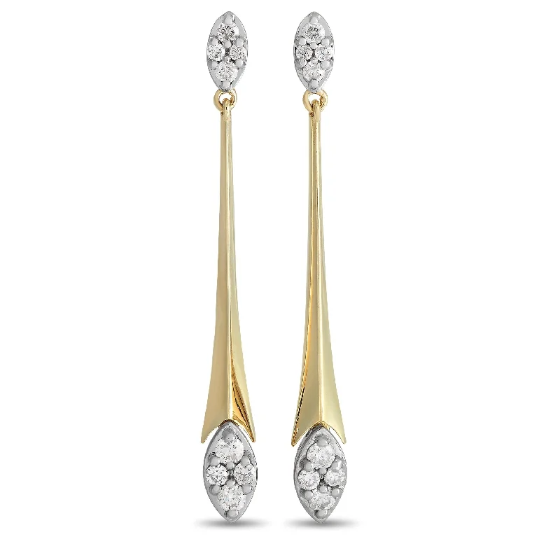 Drop Earrings for Evening Gown -Yellow Gold 0.50ct Diamond Marquise Drop Earrings ER28288