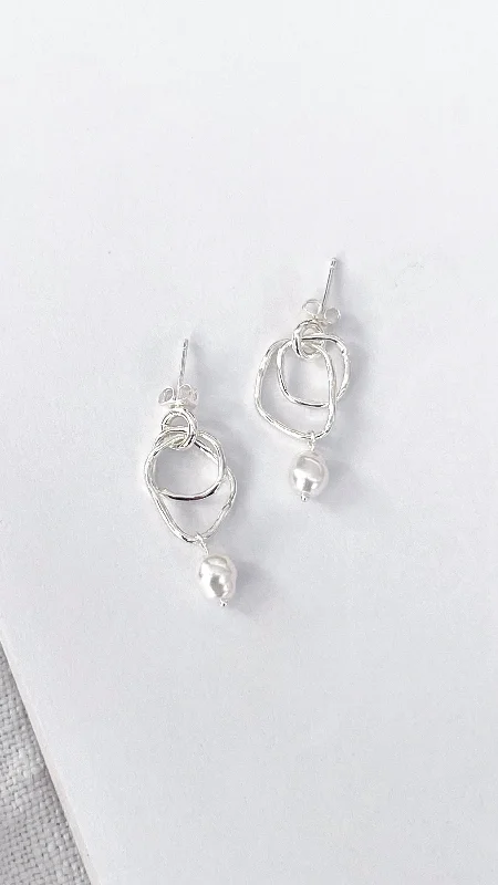 Drop Earrings with Vine Designs -Jaymee Earrings - Silver