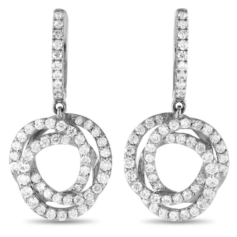 Drop Earrings for Party Look -White Gold 1.00ct Diamond Drop Earrings AER-13233