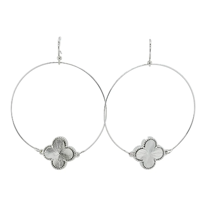 Drop Earrings for Festival Style -Silver Tone Clover Dangle Earrings