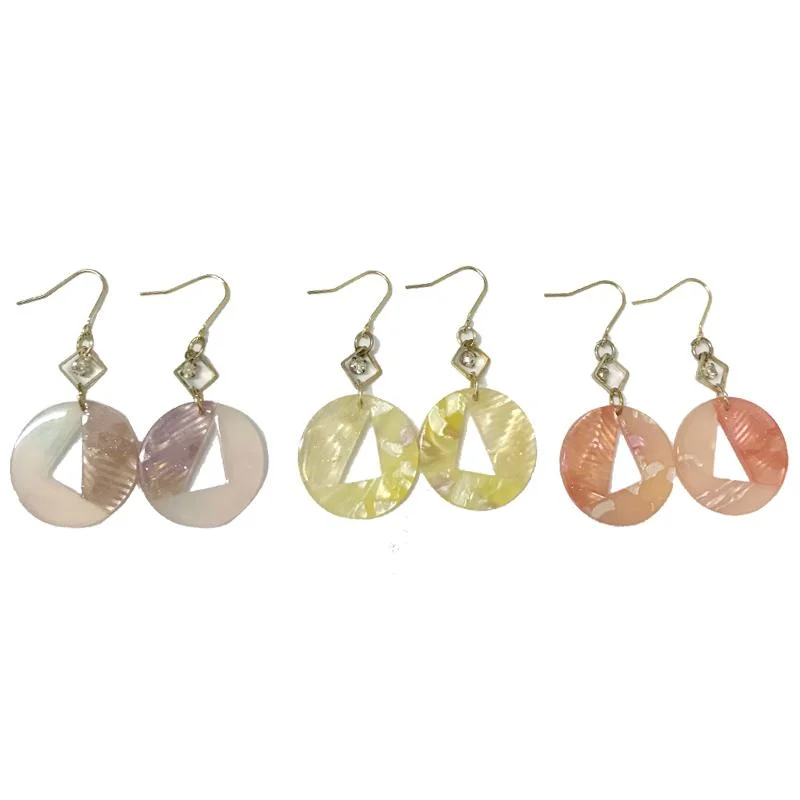 Heavy Duty Drop Earrings for Durability -Two Tone Color Circle-Shape Earrings