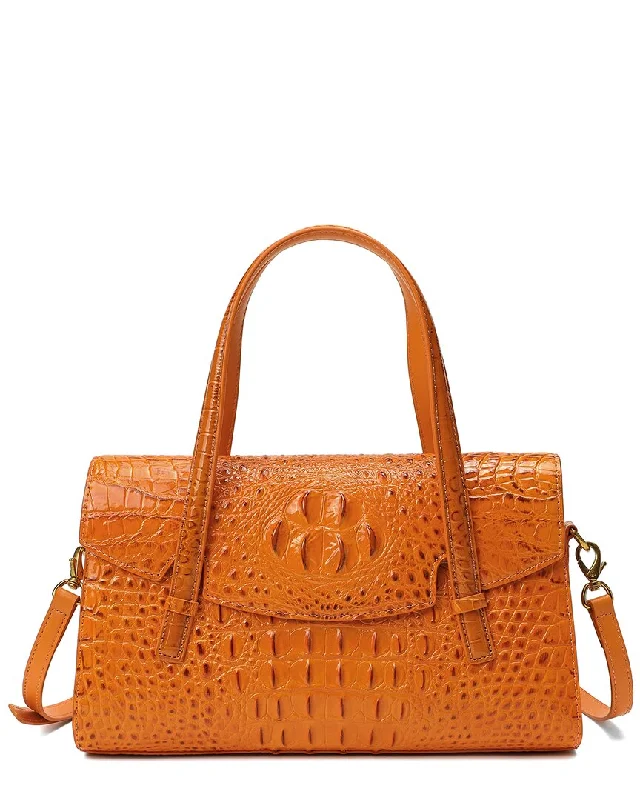 Handle bags with sturdy bases for stability -Tiffany & Fred Paris Alligator-Embossed Leather Satchel