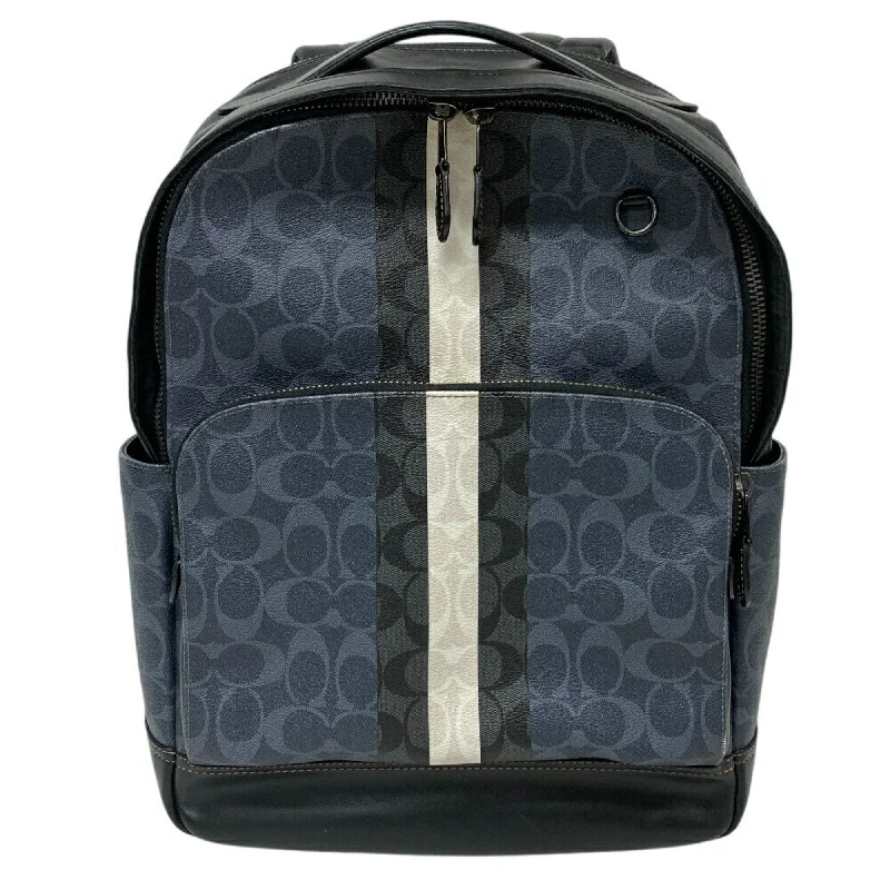 Handle bags with soft fabric for comfort -Coach  Navy Leather Backpack (Pre-Owned)