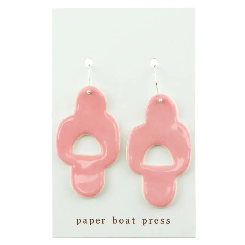 Drop Earrings for Casual Outfit -Paper Boat Press Geo Earrings - Pink