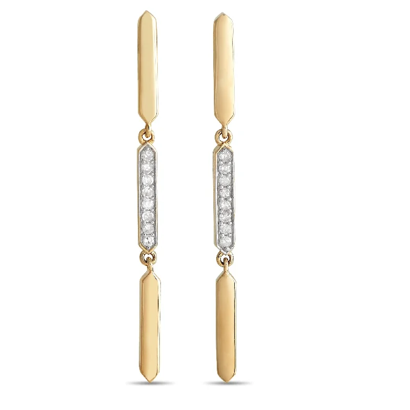 Drop Earrings for Travel Look -Yellow Gold 0.10ct Diamond Line Drop Earrings ER28558