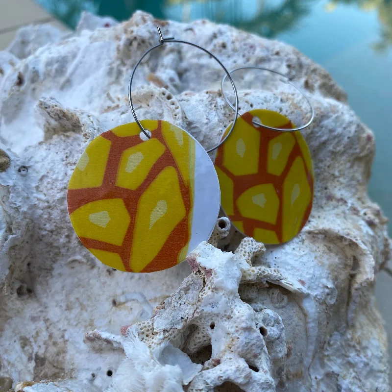 Pineapple Circle hoop earrings - recycled pool inflatables