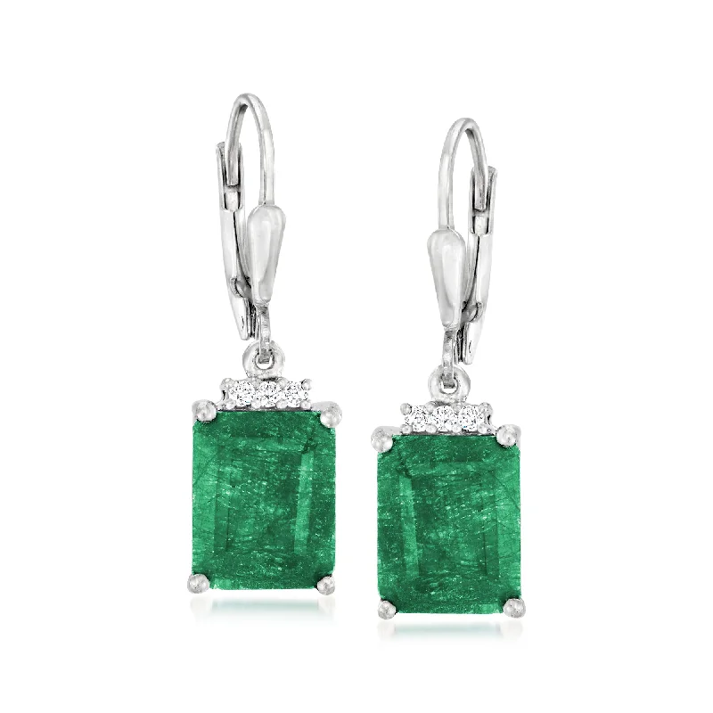 Drop Earrings with Infinity Symbols -Ross-Simons Emerald Drop Earrings With . White Topaz in Sterling Silver