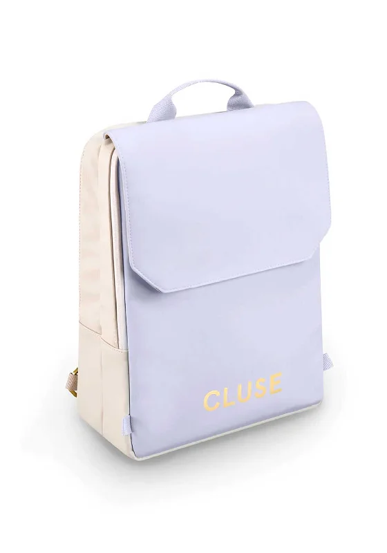 Padded shoulder backpack for comfortable long wear -Cluse Le Réversible Backpack, Beige & Lilac