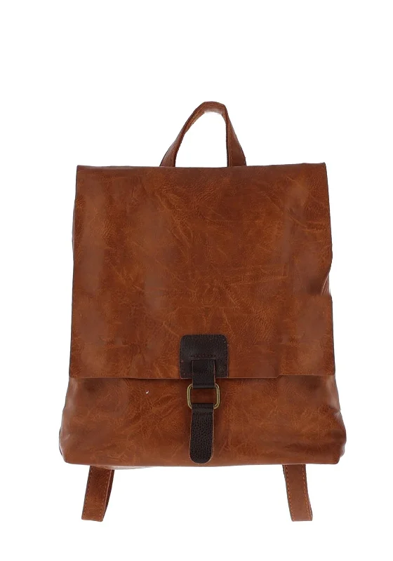 Stylish minimalist backpack for modern nomad life -Zen Collection Flap Over Backpack, Brown