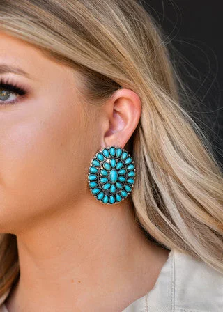 Clip On Drop Earrings for Non Pierced -Turquoise Cluster Earrings