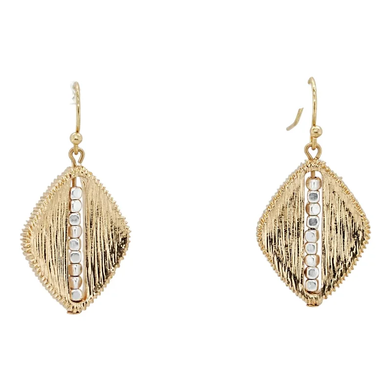 Drop Earrings for School Uniform -Gold Tone Diamond With White Beads Dangle Earrings