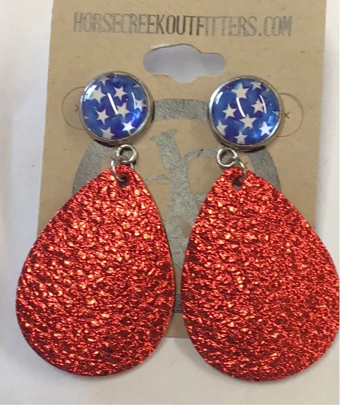 Drop Earrings with Abstract Designs -Patriotic Earrings