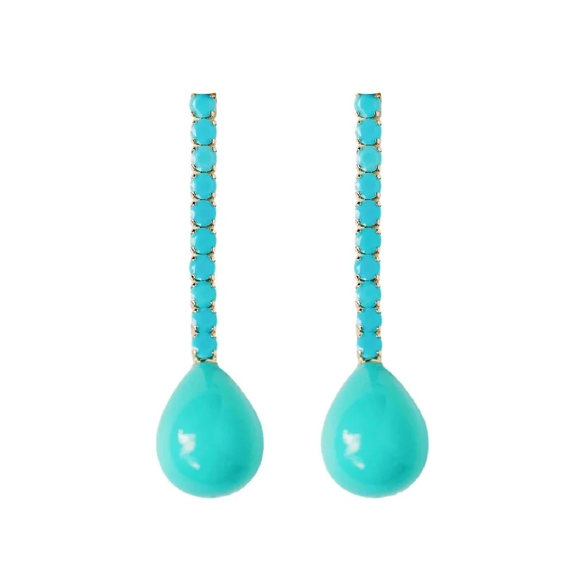 Drop Earrings with Infinity Symbols -Women's Bead Drop Earrings In Turquoise