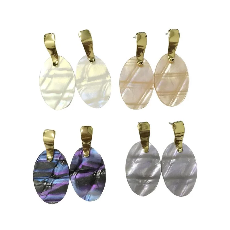 Tarnish Resistant Drop Earrings for Longevity -Oval-Shape Shell Style Earrings