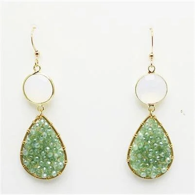 Maximalist Drop Earrings for Bling -Crystal Teardrop Earrings - Mint