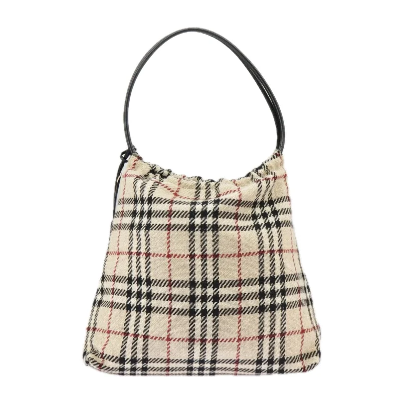 Handle bags with bohemian tassel embellishments -Burberry Nova Check  Wool Tote Bag (Pre-Owned)