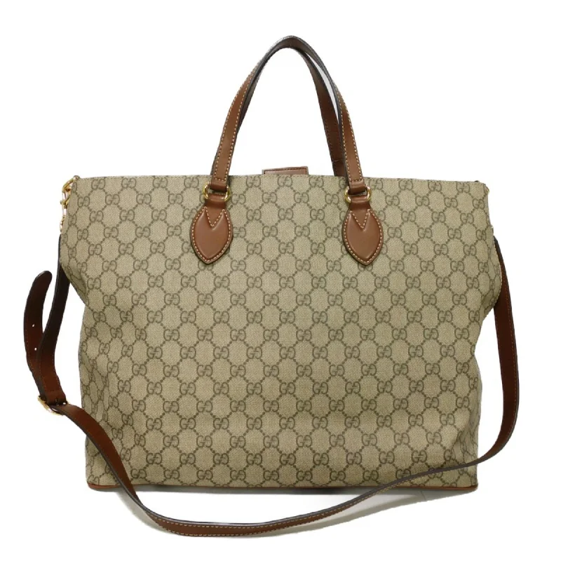 Handle bags with subtle embroidery for detail -Gucci  Gg Supreme Leather Handbag Shoulder Bag Tote Bag (Pre-Owned)